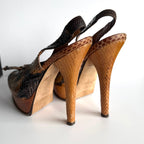 Vintage Fendi Python Slingback Platform Peep Toe Heels (37)