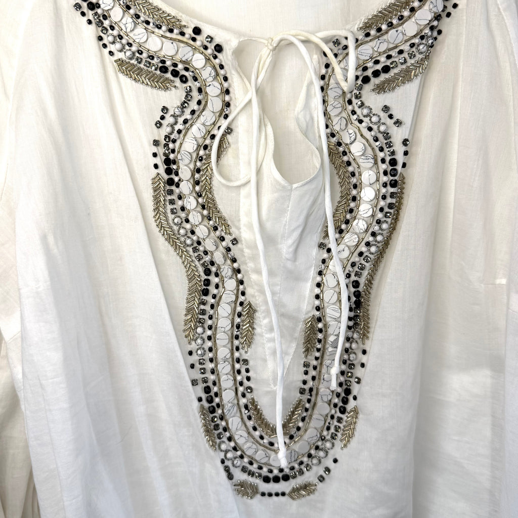 Vintage Roberto Cavalli Embellished Linen Tunic Top