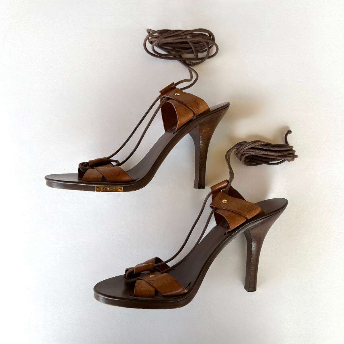 Vintage Chloe Lace Up Sandal Heels (37)