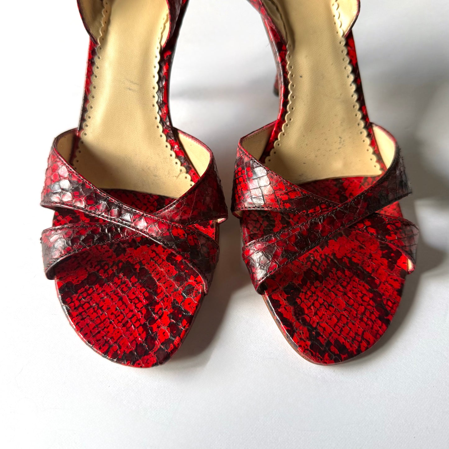 Vintage Oscar De La Renta Red Slingback Heels