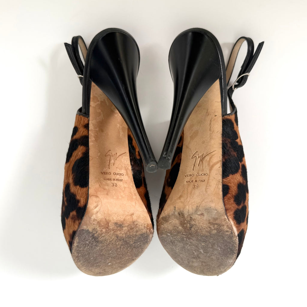 Giuseppe Zanotti Leopard Pony Hair Platform Heels (38)