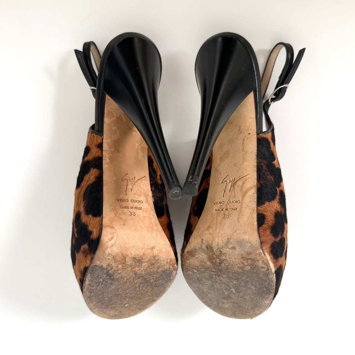 Giuseppe Zanotti Leopard Pony Hair Platform Heels (38)