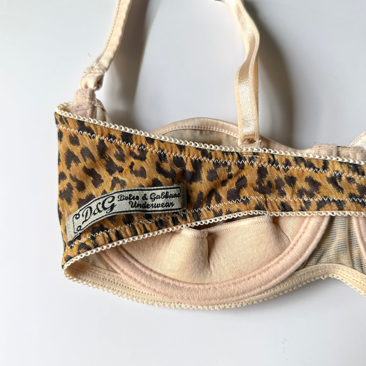 Vintage Dolce & Gabbana Leopard Print Balconette Bra (34B)