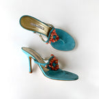 Vintage Oscar De La Renta Beaded Thong Sandal Heels (39)