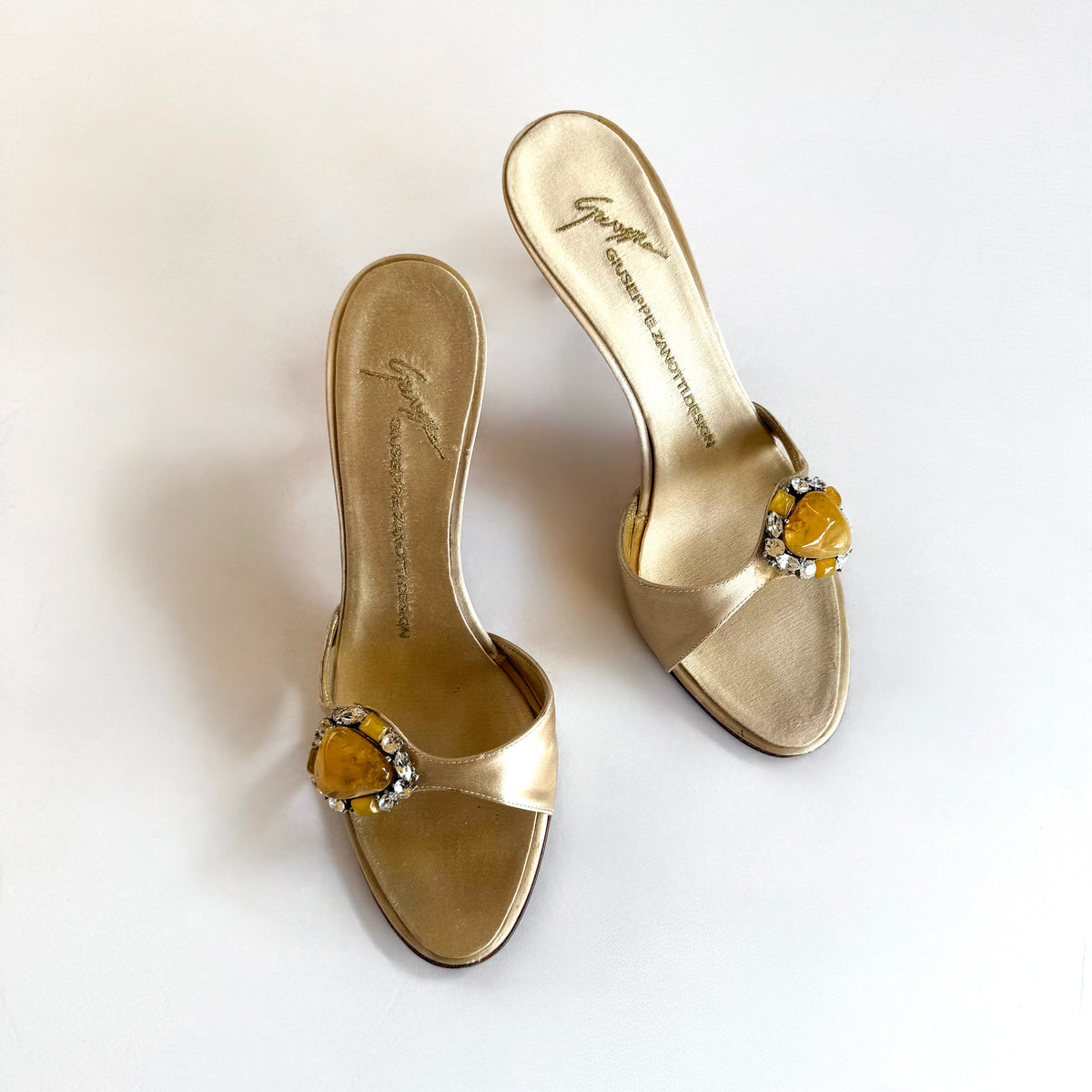 Vintage Giuseppe Zanotti Satin Sandal Jeweled Heels (7)