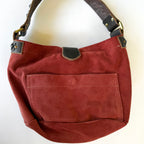 Vintage Tylie Malibu Red Suede Studded Hobo Bag