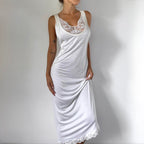 Vintage La Perla White Lace Midi Slip Dress