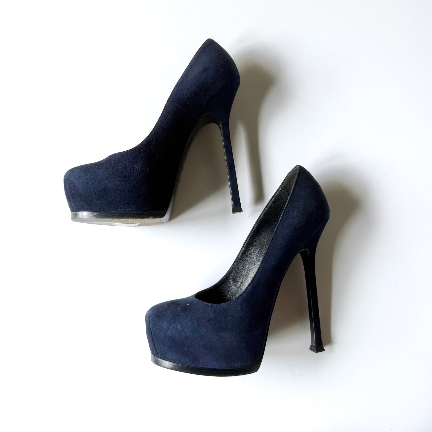 YSL Navy Suede Platform Stiletto Pumps (37.5)