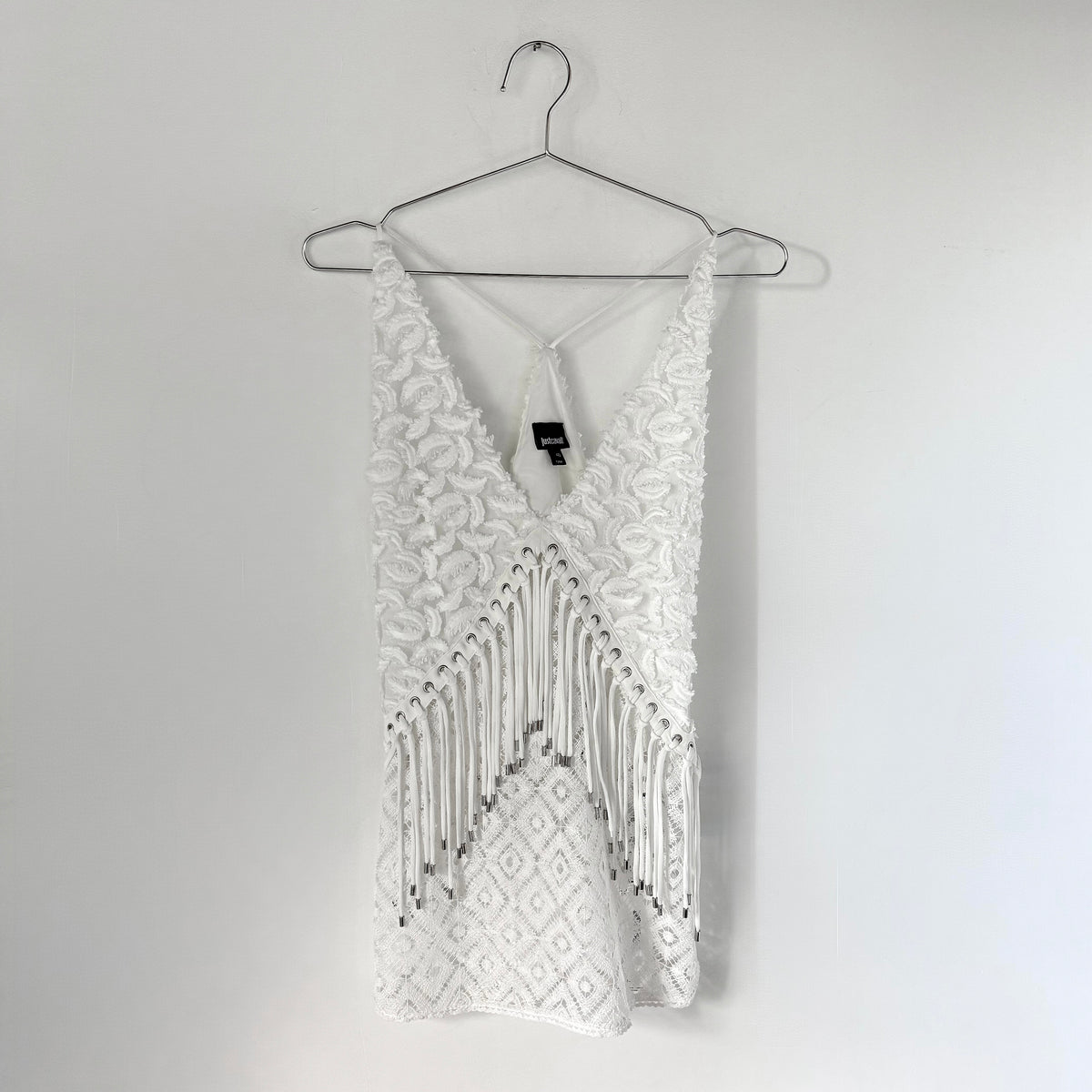 Cavalli Sheer Fringe Halter Dress