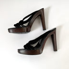 Vintage Yves Saint Laurent Black Strappy Platform Heels (36)