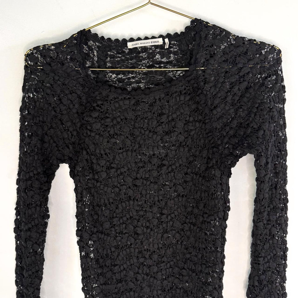 Isabel Marant Étoile Black Sheer Longline Lace Top