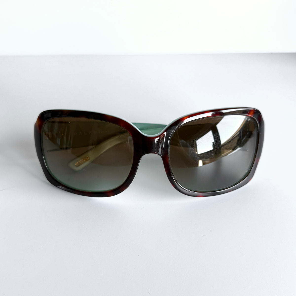 Vintage Ralph Lauren Tortoise Turquoise Oversized Sunglasses