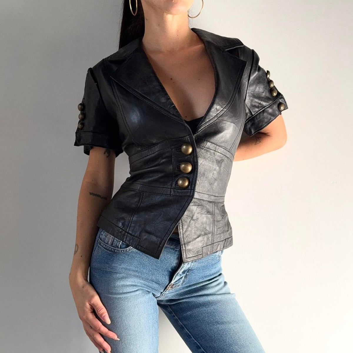 Vintage Leather Corset Jacket Top