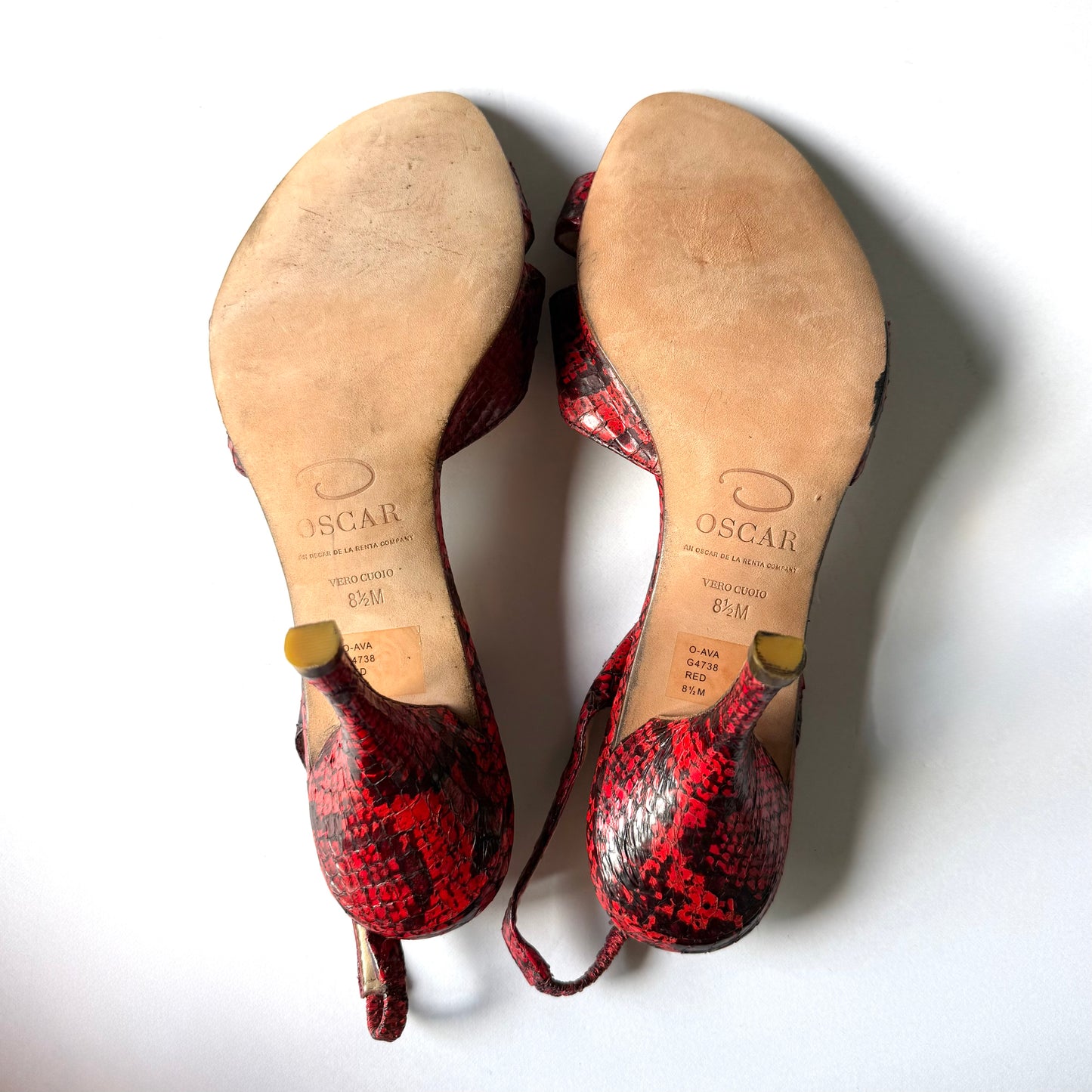 Vintage Oscar De La Renta Red Slingback Heels