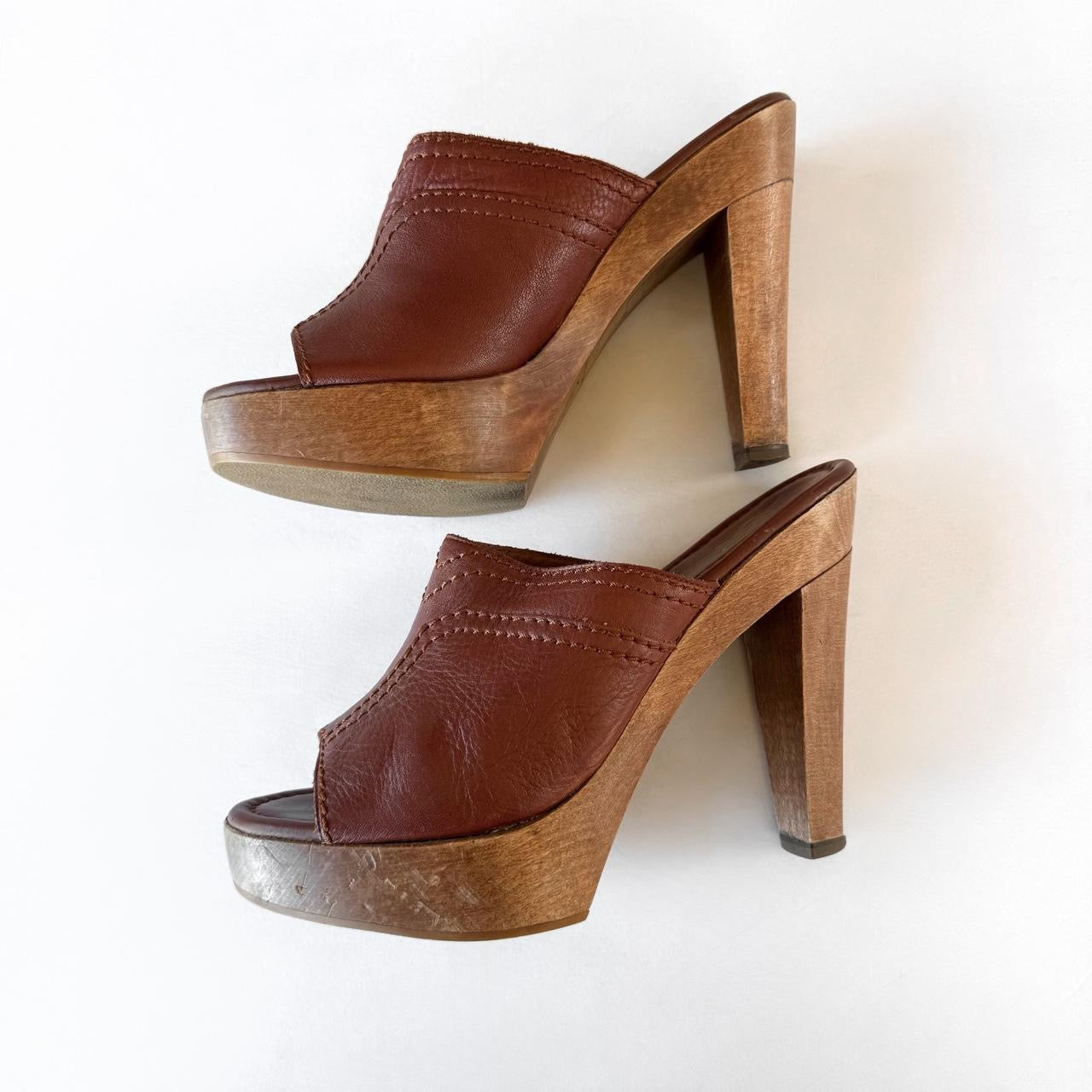 Vintage YSL Brown Leather Platform