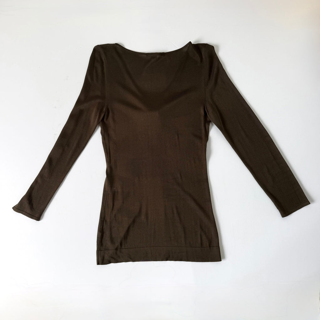 Vintage Gucci Brown Deep V Top
