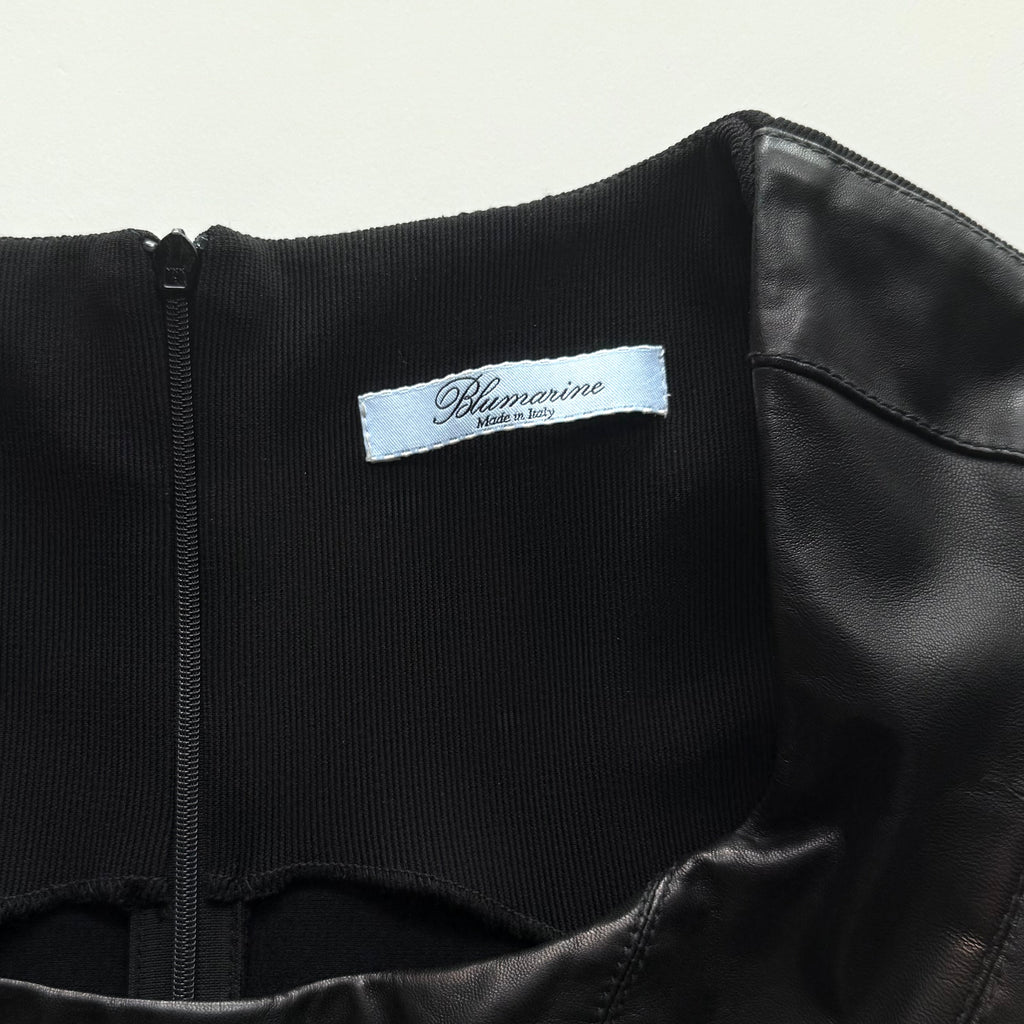 Vintage Blumarine Black Leather Bodycon Midi Dress