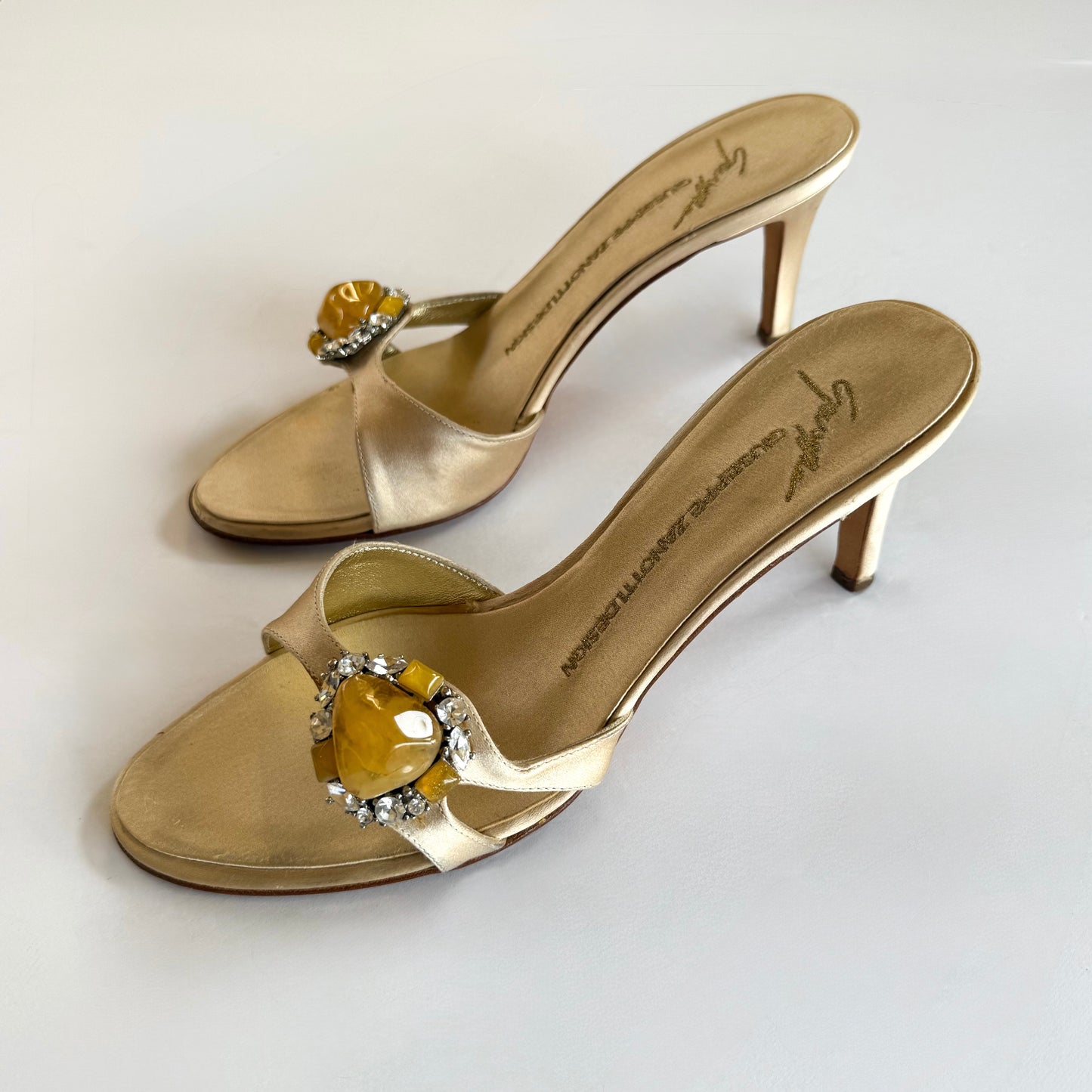 Vintage Giuseppe Zanotti Satin Sandal Jeweled Heels (7)