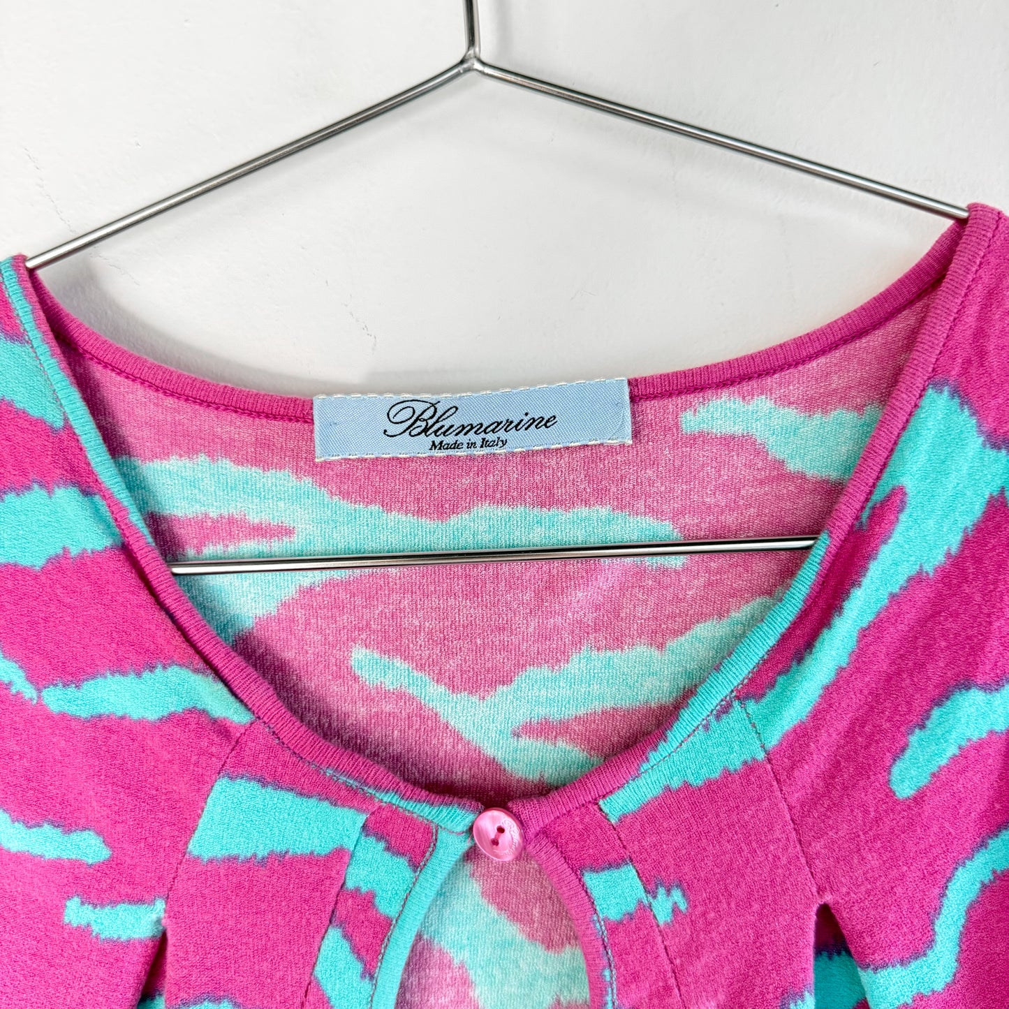 Vintage Blumarine Turquoise Pink Zebra Print Tank Top