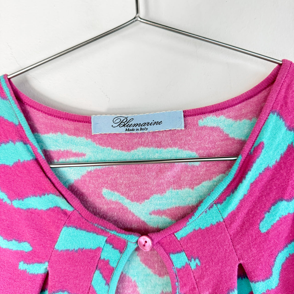 Vintage Blumarine Turquoise Pink Zebra Print Tank Top