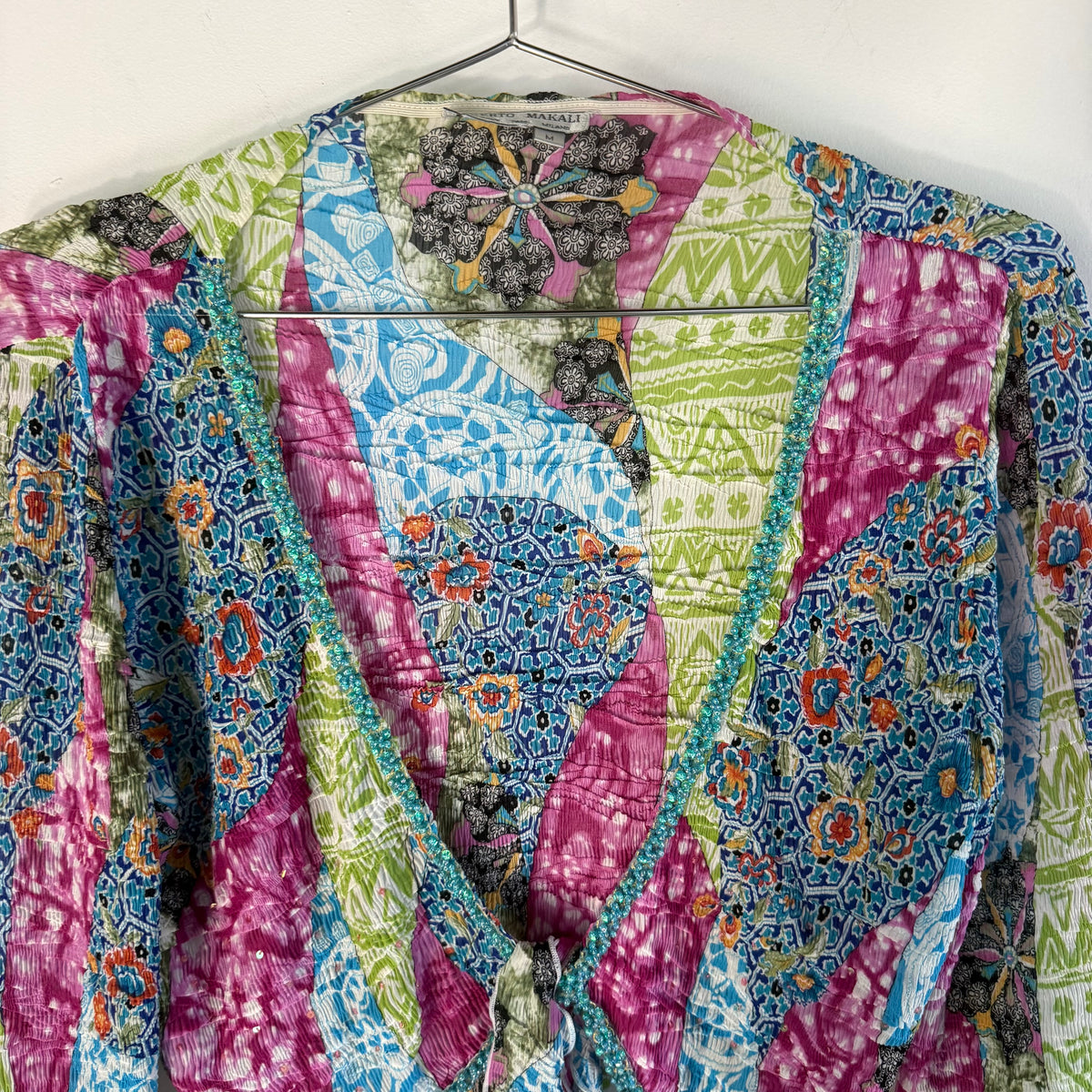 Vintage Alberto Makali Tie Front Beaded Top