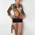 Alberto Makali Sheer Mesh Beaded Top