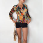 Alberto Makali Sheer Mesh Beaded Top