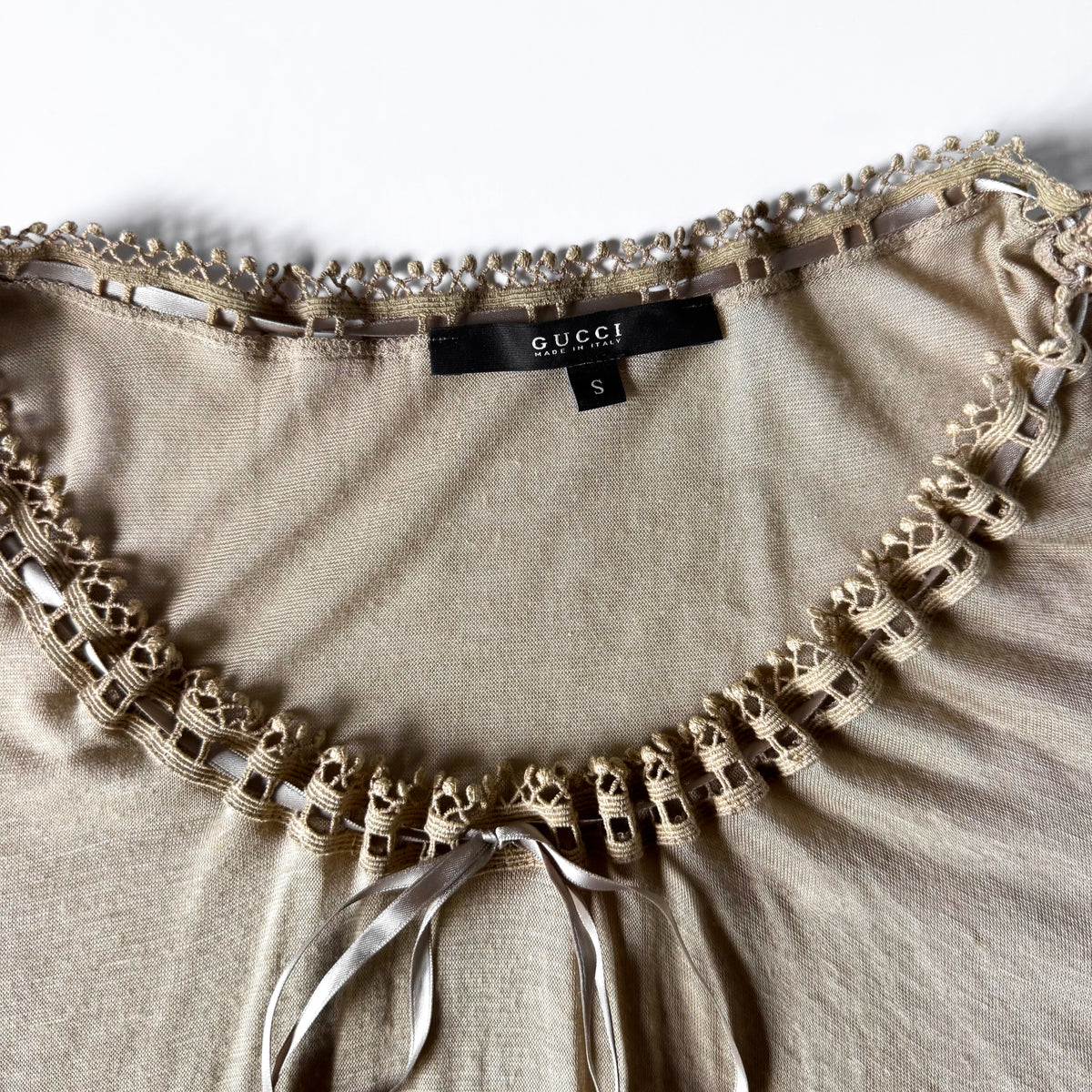 Vintage Gucci Lace Tie Front Knit Top
