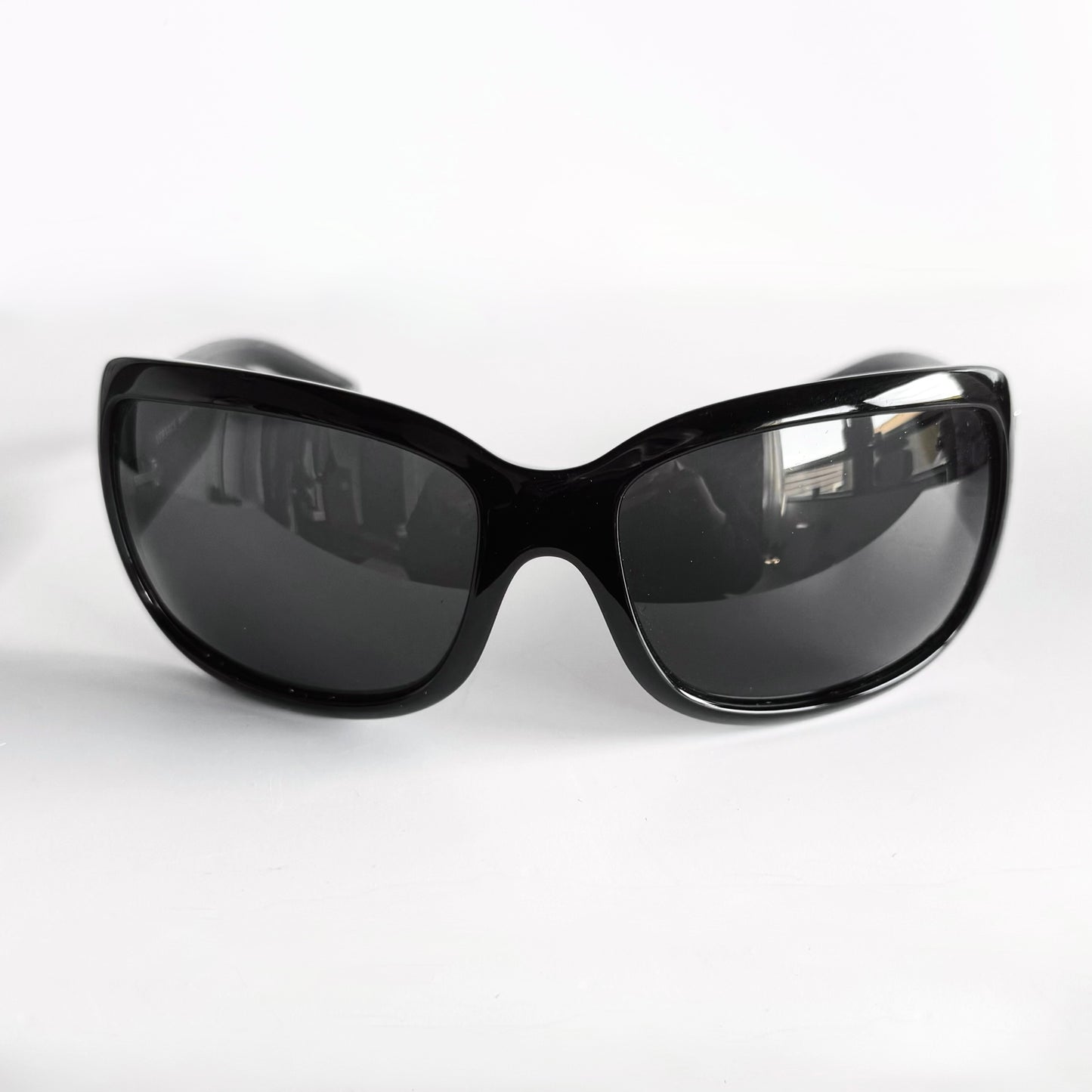 Vintage Versace Black Oversized Shield Sunglasses