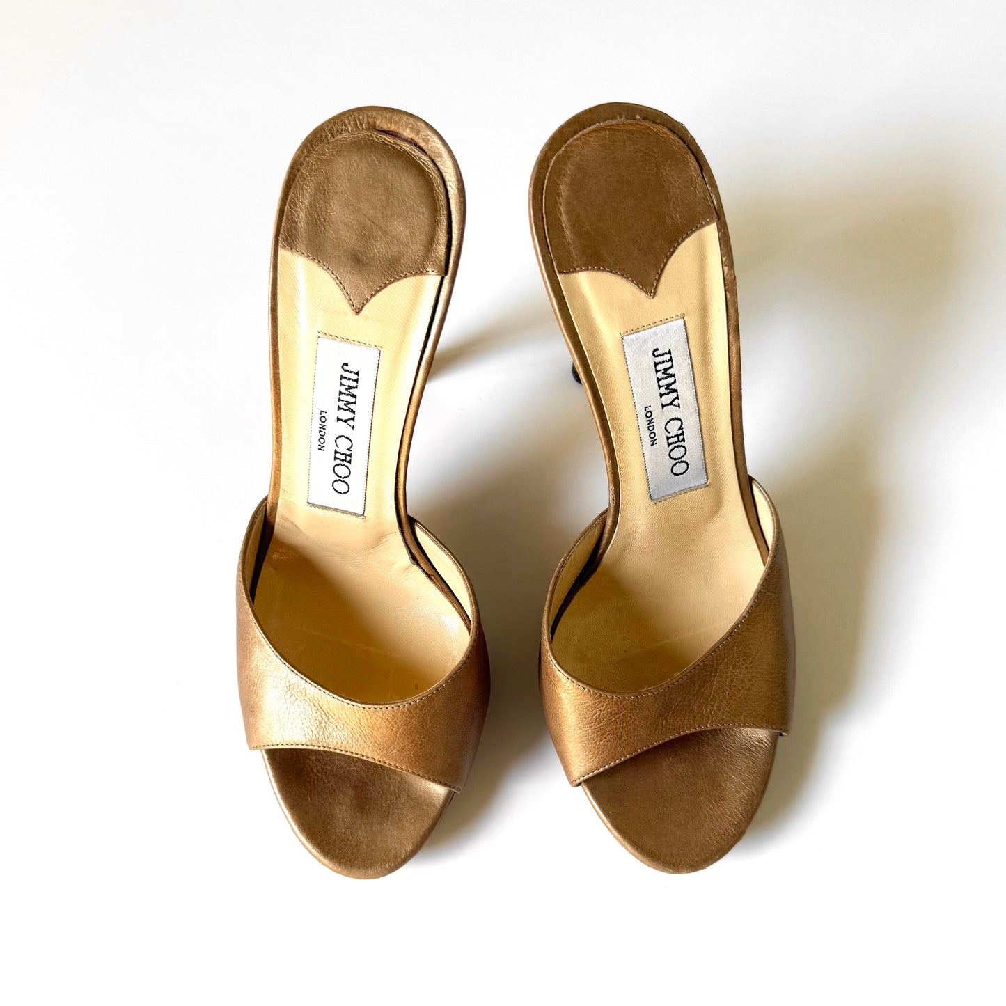 Vintage Jimmy Choo Gold Leather Sandal Heel (37)