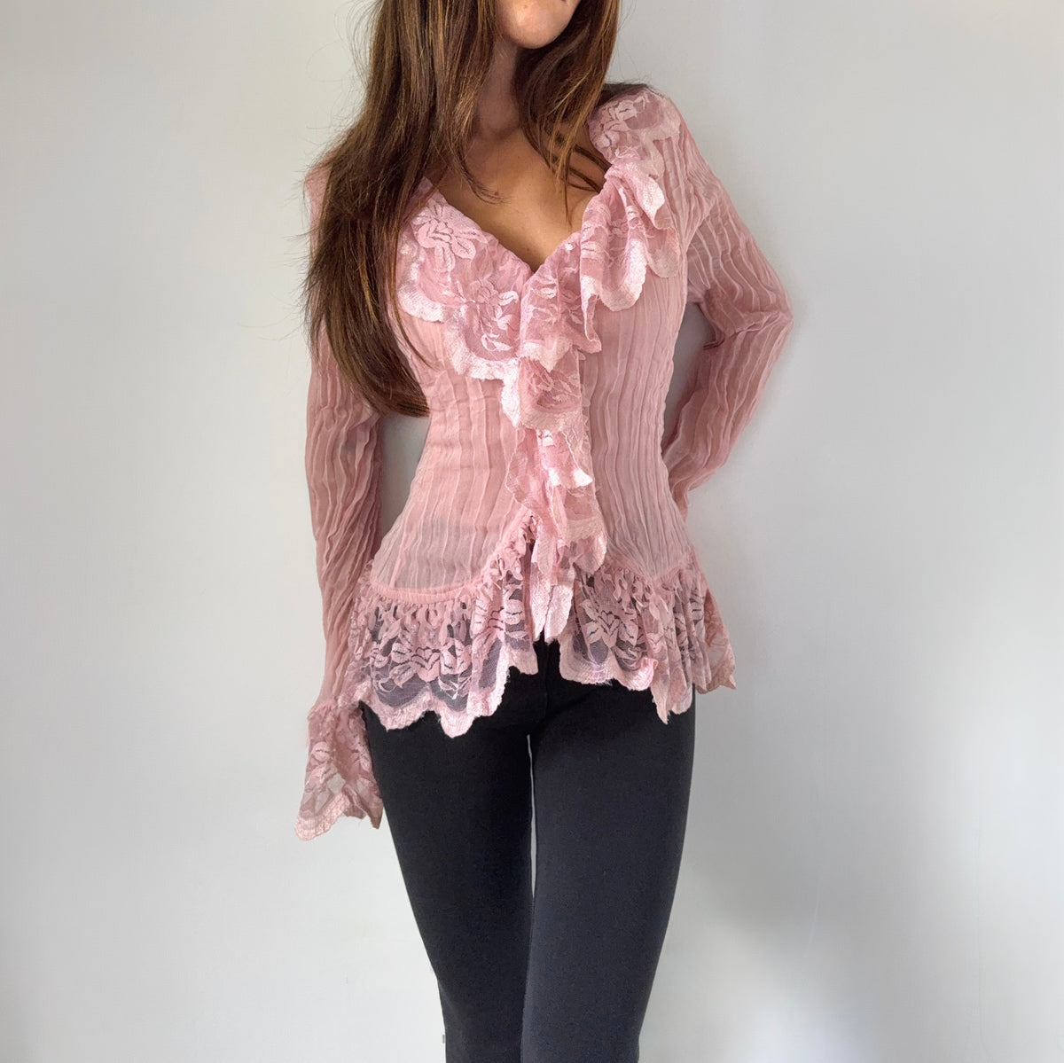 Vintage Lace Ruffle Blouse