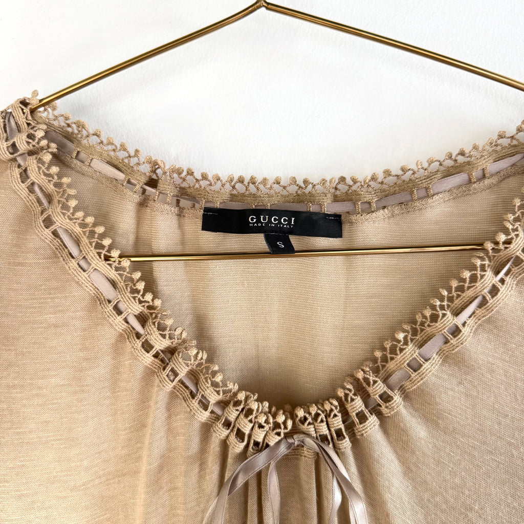 Vintage Gucci Lace Tie Front Knit Top