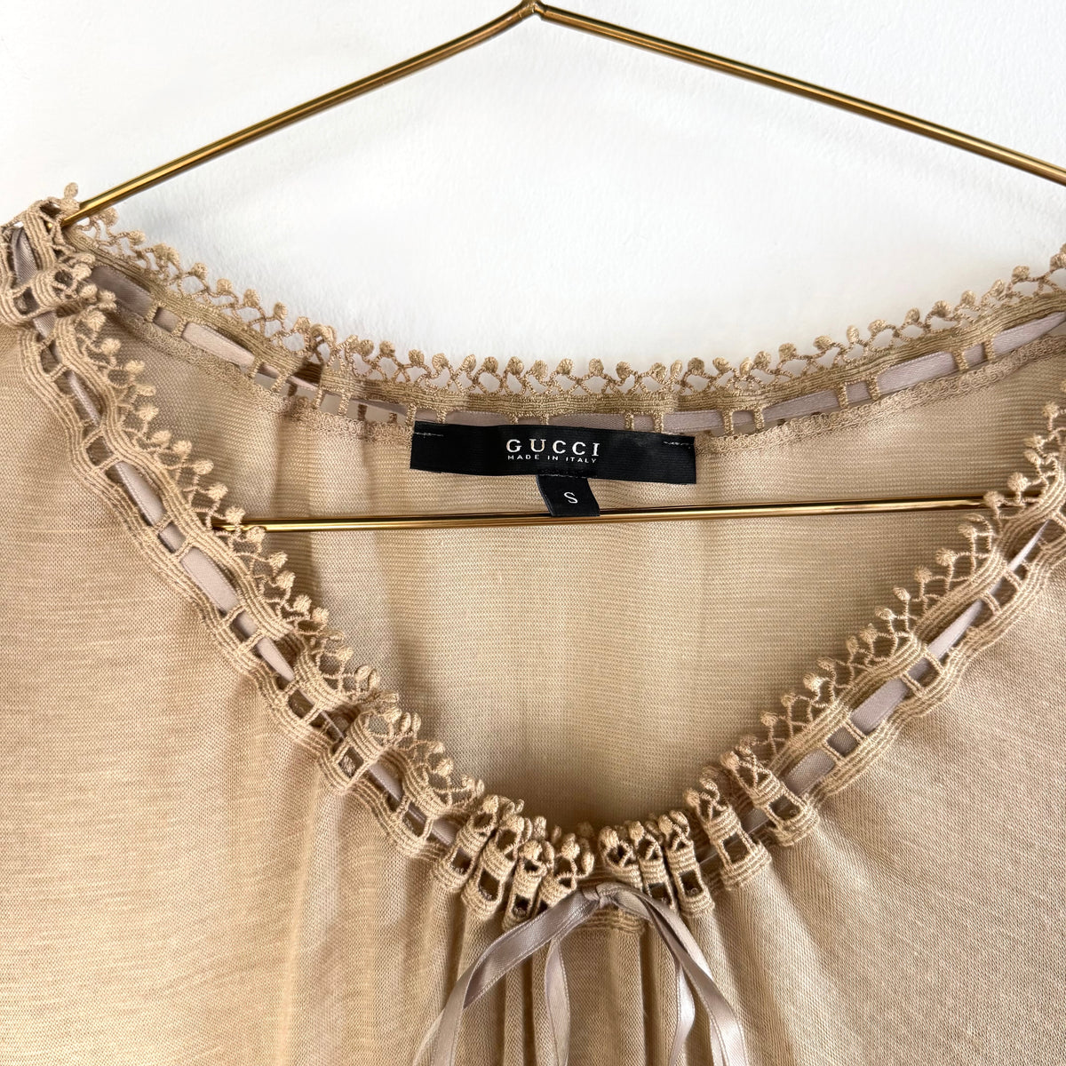 Vintage Gucci Lace Tie Front Knit Top