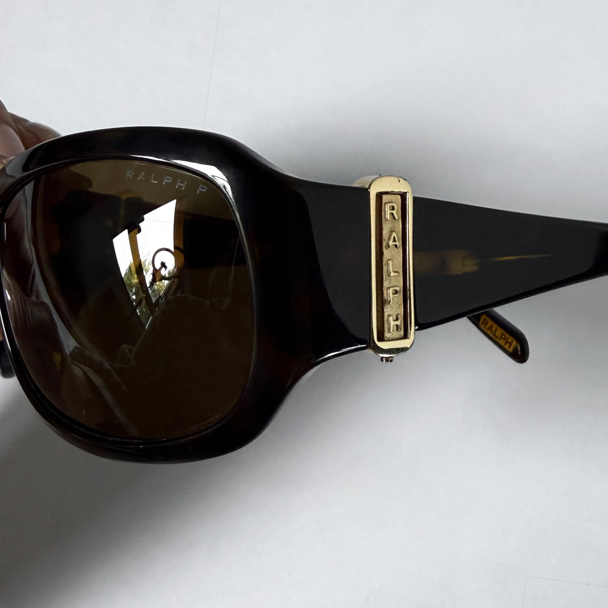 Vintage Ralph Lauren Oversized Rectangle Sunglasses Brown Tortoiseshell