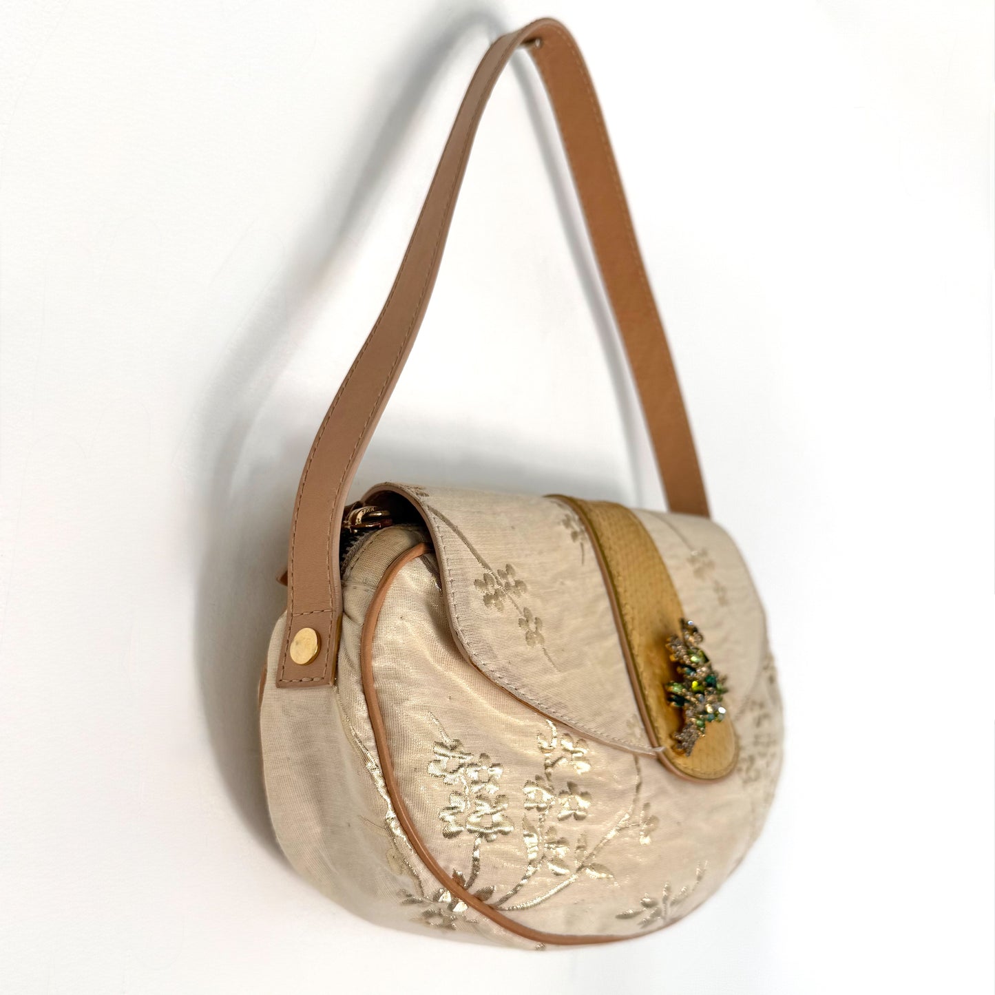 Vintage Giuseppe Zanotti Small Gold Lizard Embellished Bag