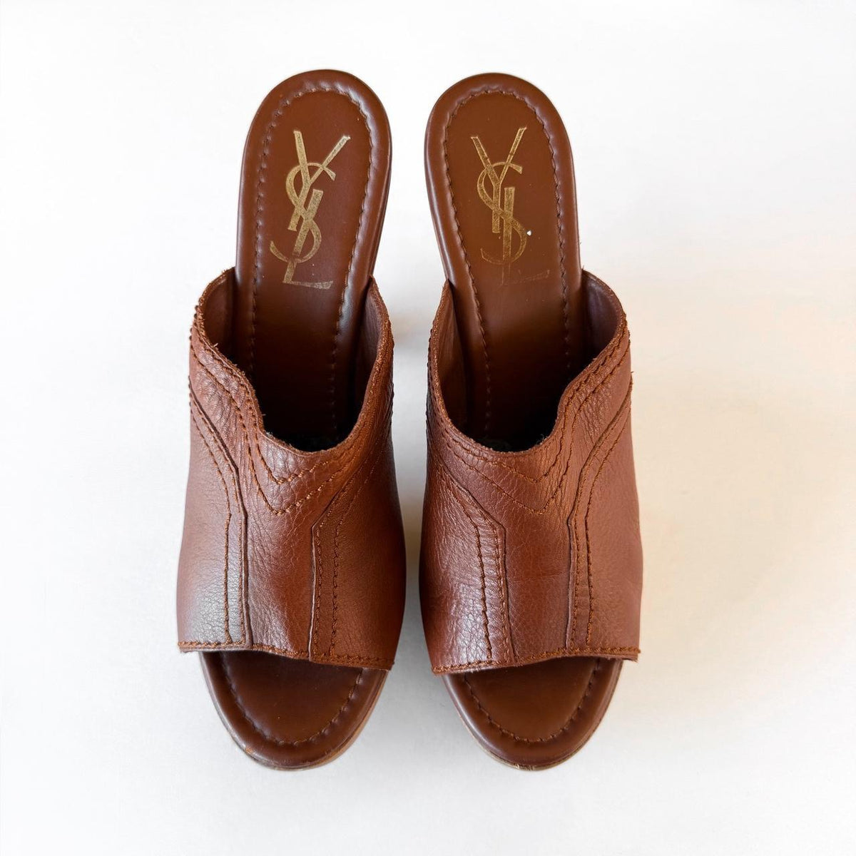 Vintage YSL Brown Leather Platform