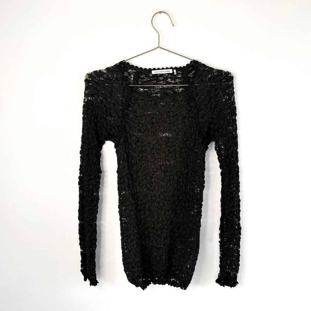 Isabel Marant Étoile Black Sheer Longline Lace Top