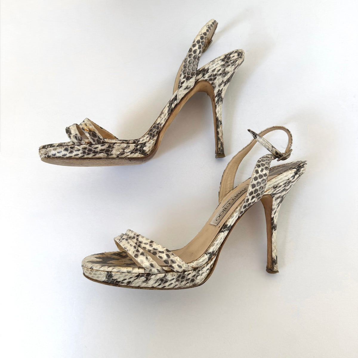 Vintage Jimmy Choo Snakeskin Sandal Heels (38)