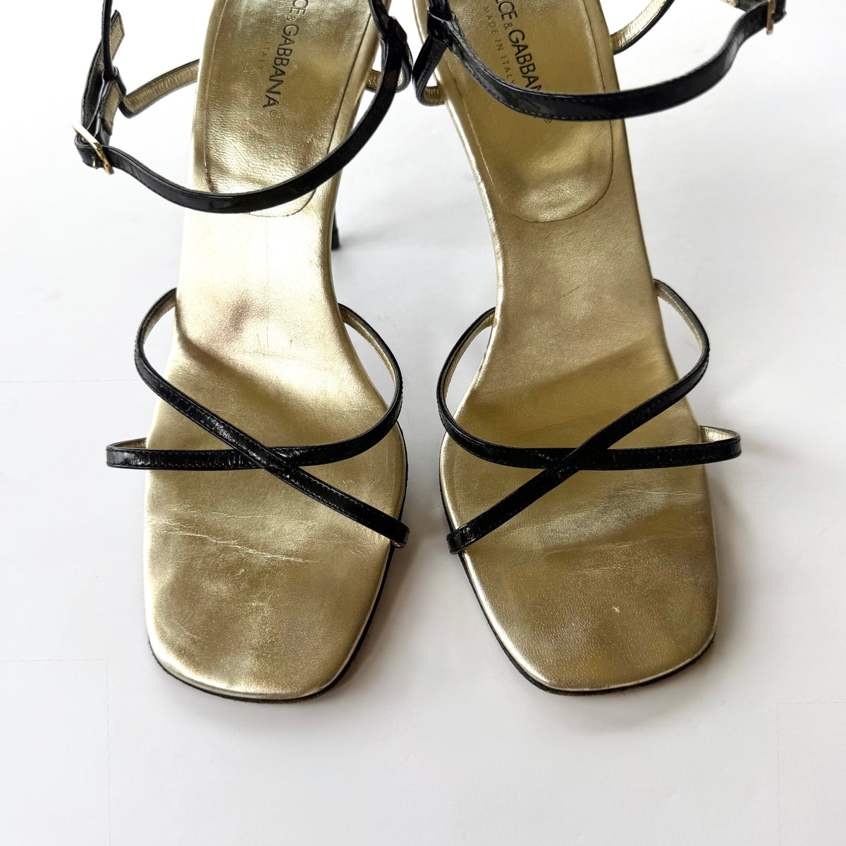 Vintage Dolce & Gabbana Black Minimalist Strappy Heels