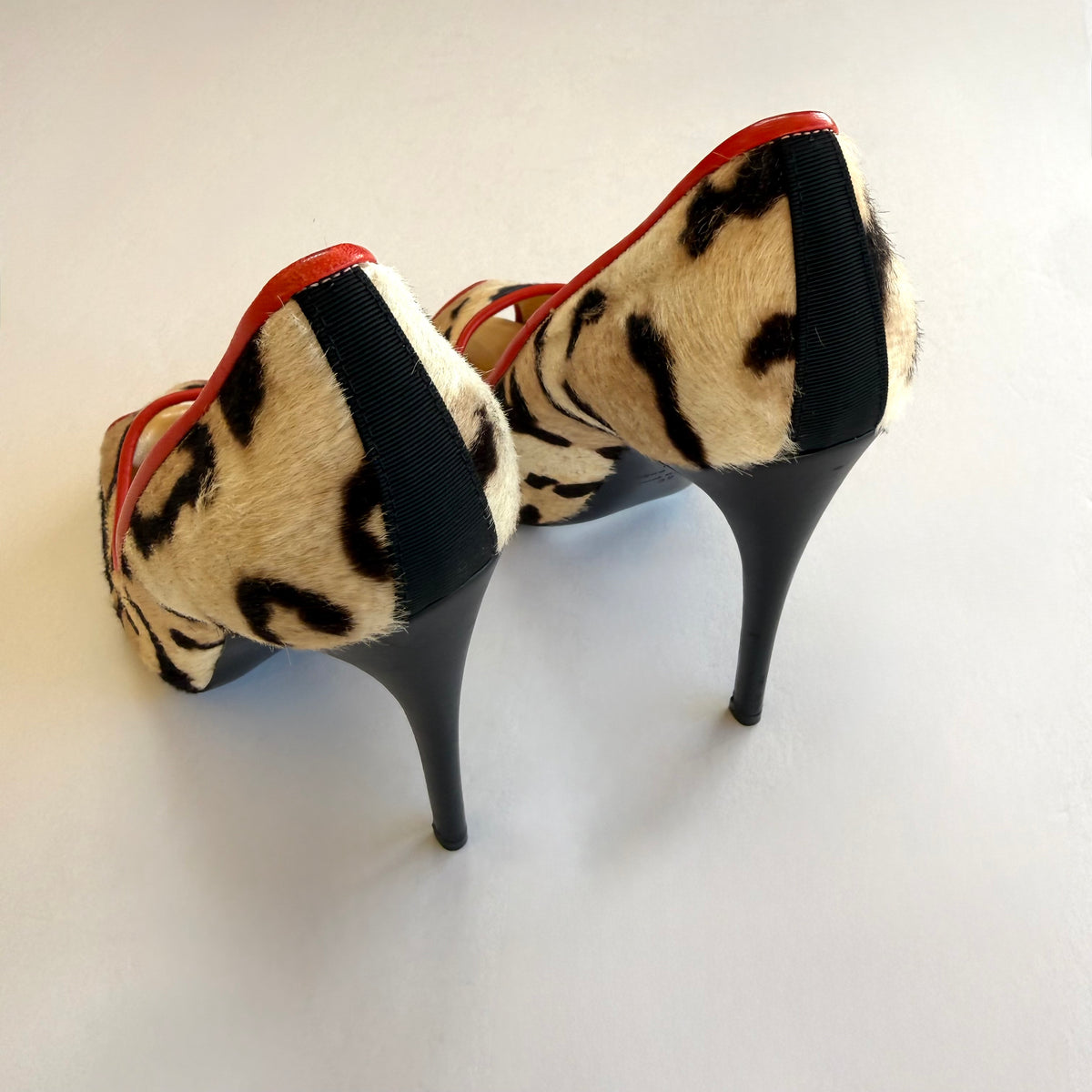 Vintage Giuseppe Zanotti Pony Hair Leopard Print Heels (38)