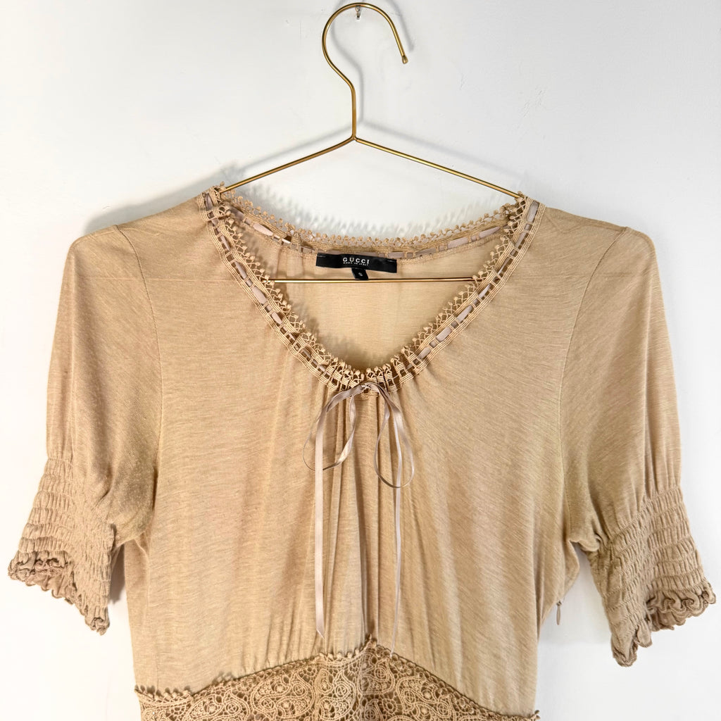 Vintage Gucci Lace Tie Front Knit Top