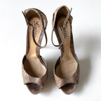 Gucci Snakeskin Platform Peep Toe Heels (39)