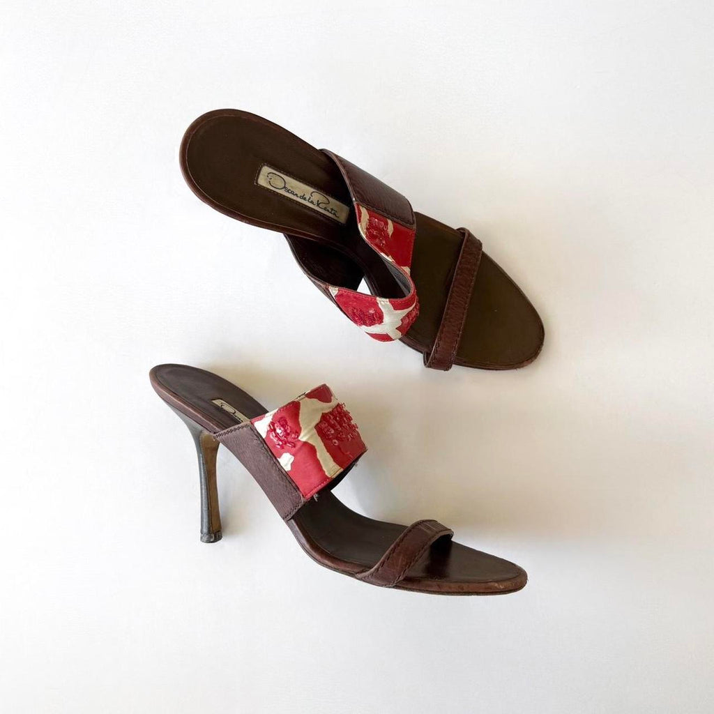 Vintage Oscar De La Renta Beaded Sandal Heels (37.5)