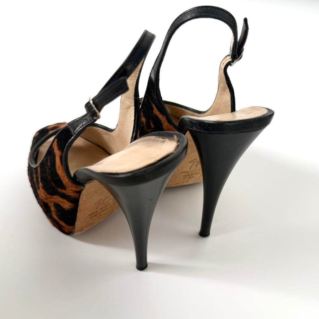 Giuseppe Zanotti Leopard Pony Hair Platform Heels (38)