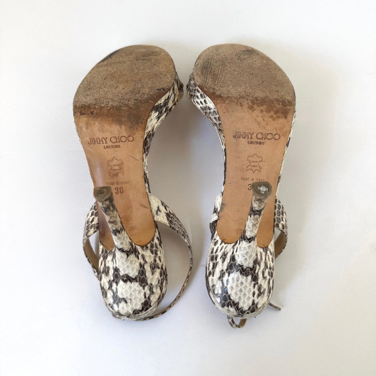 Vintage Jimmy Choo Snakeskin Sandal Heels (38)