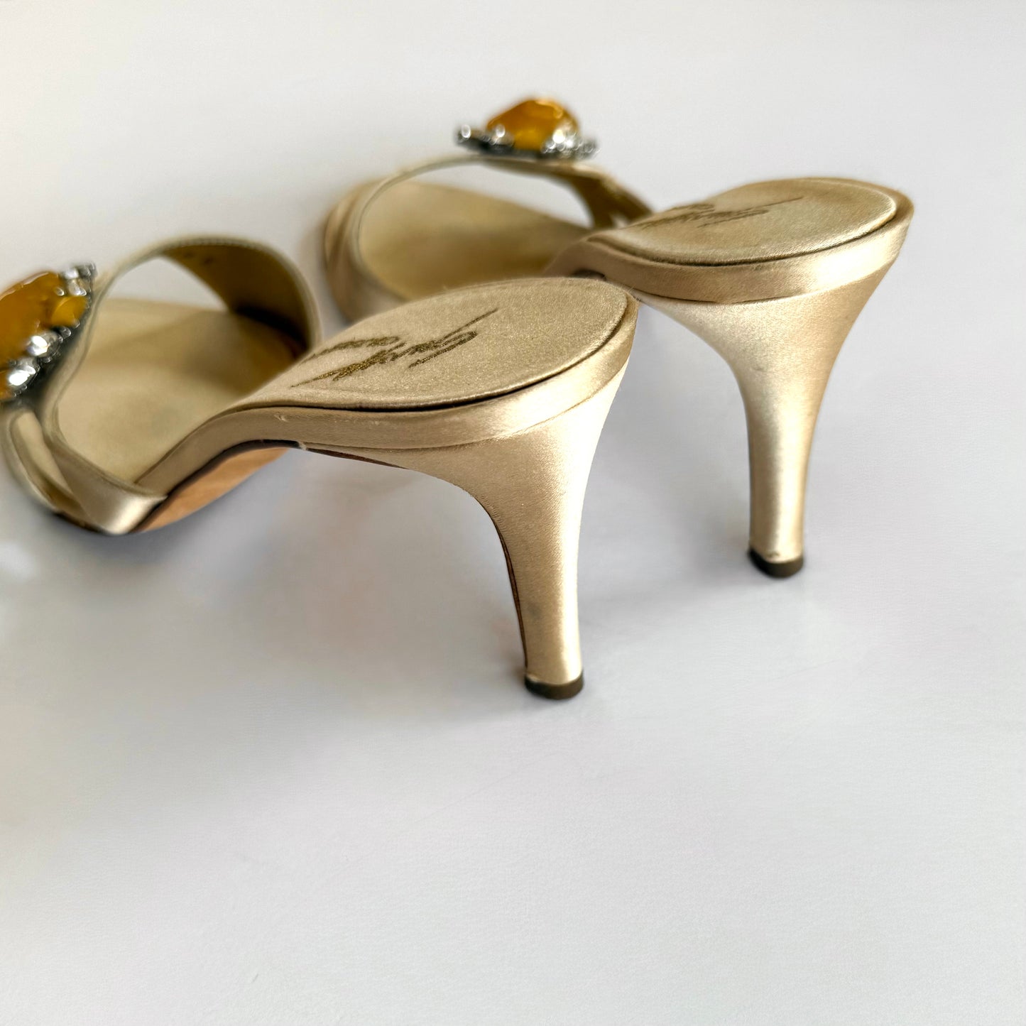 Vintage Giuseppe Zanotti Satin Sandal Jeweled Heels (7)