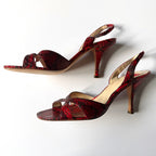 Vintage Oscar De La Renta Red Slingback Heels (8.5)