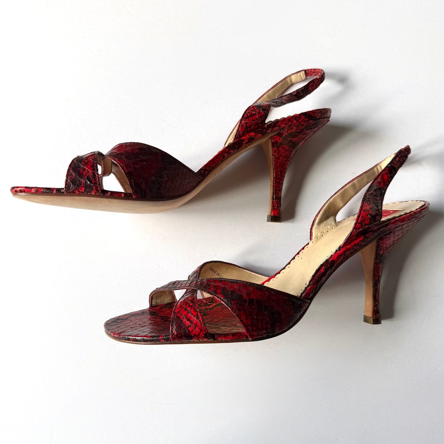 Vintage Oscar De La Renta Red Slingback Heels