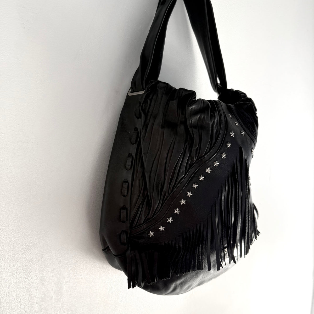 Vintage Jimmy Choo Leather Fringe Studded Bag