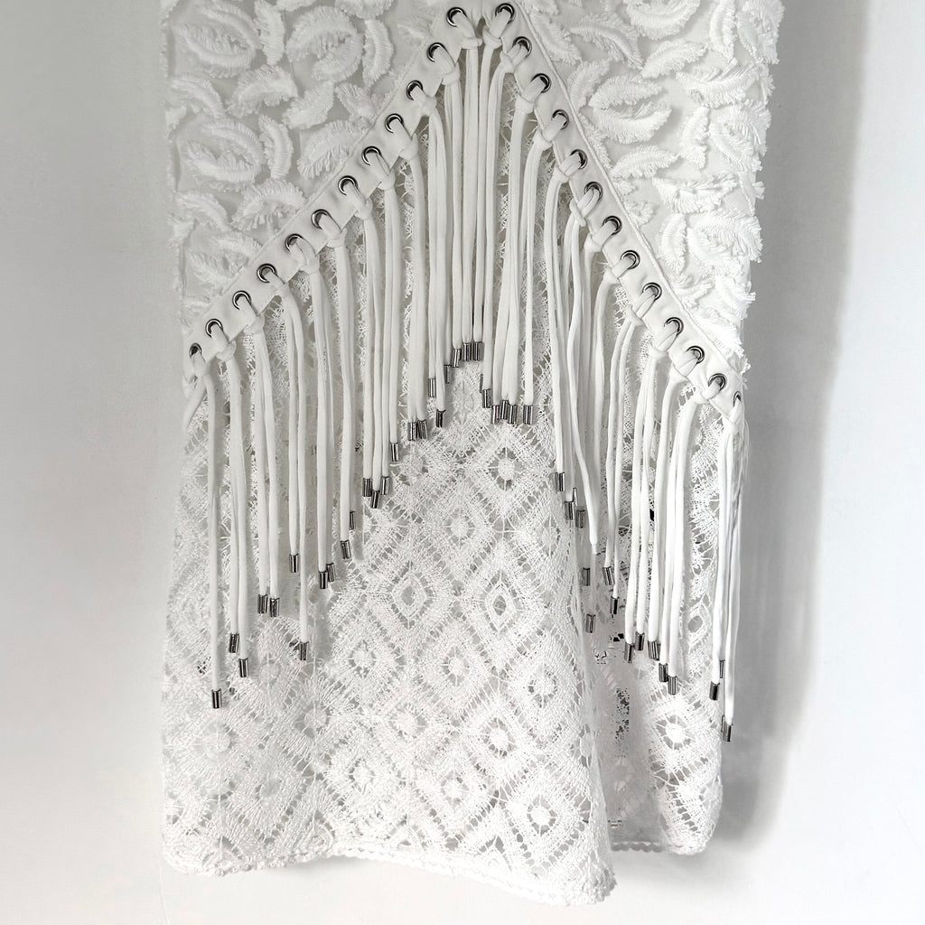 Cavalli Sheer Fringe Halter Dress